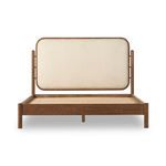 Detailed view of interior wooden slats and smoked oak support frame from mattress level