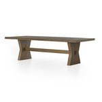 Another angled perspective of Tia table showing full tabletop and bowtie legs with stretcher