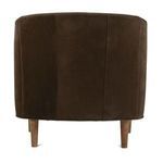 Back view of Pate Leather Chair showing three vertical panel seams on dark brown nubuck upholstery
