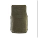 Rear view of Blaire Dining Chair showing tall, slightly tapered back fully upholstered in olive green fabric