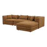 Lowtide Stool Stone Tweed sectional angled view showing plush cushions and fabric texture