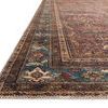 Side view low angle showing edge and thickness of Layla Brick / Blue Rug
