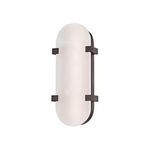 Skylar LED wall sconce with elongated oval frosted glass and dark metal brackets, modern minimalist design