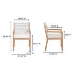 Front and side dimensions overlayed on chair image describing height, depth, and width measurements