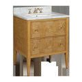 Santos 28-inch mahogany bathroom vanity with split rattan pattern drawers and sides in Sea Sand finish and rectangular und...