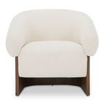 Otto accent chair with plush curved flecked cream bouclé upholstery and walnut veneer solid wood base