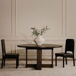 Front and side elevation of Kerr chair with dimensions over white background