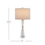 Edelmar White Table Lamp height and width dimensions showing 29.5 inches tall and 15 inches wide