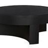 Side perspective emphasizing smooth circular tabletop and rounded base cutout