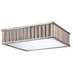 Middlebury 2 Light Flush Mount ceiling fixture with a rectangular shape and vertical metal ribbed sides in a silver finish