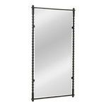 Rectangular Vintage Elegance Mirror with antique dark metal frame featuring intricate, turned details and ball finials