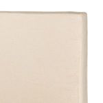 Close-up view of corner junction where footboard slipcover meets headboard slipcover