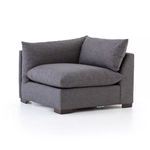 Charcoal Westwood sectional left arm facing piece with low deep cushions and knife edge upholstery in polyester