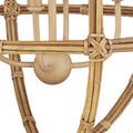 Rattan framed lantern chandelier with four candles and visible chain hanging hardware