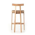 Rear view showing backrest curve and vertical wood support bars