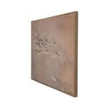 Side angled view showing painting's thin wooden frame and depth of the canvas