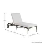 Chaise lounge with added measurements showing 78 inches long, 26 inches wide, and 13 inches seat height