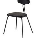 Dayton Umber Tan Dining Chair with Storm Black leather seat and backrest, sleek black metal legs