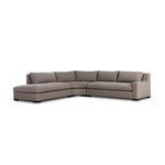 Albany 3-Piece Sectional with Chaise in taupe performance fabric, modern clean lines, minimalist profile