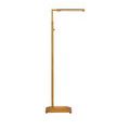 Floor lamp shown from front with arm extended horizontally and firm base on floor