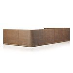 Side perspective showing the length and right angle corner of the sectional rattan banquette