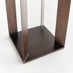Close-up of bronze metal base and frame corners of Hanley Solar LED Lantern