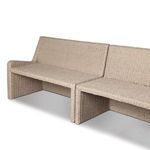 Angle showing inside corner where two seating sections join creating a cozy nook