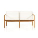 Kaplan Wooden Outdoor Sofa frontal view focusing on the dual sling cushions