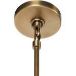 Close-up of brushed bronze ceiling mount and hanging hardware of Linus Chandelier