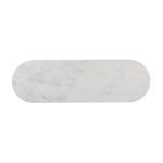 Top view of elongated oval white marble tabletop with subtle veining
