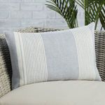 Carinda Indoor/ Outdoor Gray/ Ivory Striped Lumbar Pillow image 4