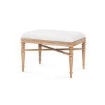 Lawrence Stool with Almond cerused oak carved legs and plush Frosted Alabaster fabric cushion