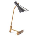 Spyder Task Lamp with black metal conical shade and brass kickstand base