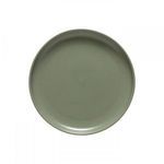 Matte finish Pacifica dinner plate in artichoke green with slight rim and smooth texture