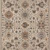 Full view of the Leigh Ivory Taupe rug showing symmetrical pattern and all-over design with beige background