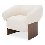 Otto accent chair angled rear-quarter view revealing arm curvature and wood grain details