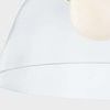 Flush mount ceiling light with clear glass bowl shade, opal inner diffuser, and aged brass canopy