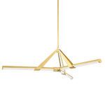 Jonas 3-Light Small Chandelier with aged brass finish and three elongated horizontal light bars in a geometric design