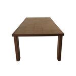 View of the table from narrow end showcasing the rectangular shape and tile inset top