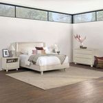 Reece Bed styled in a modern, bright bedroom with matching dresser and nightstand