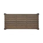 Overhead top-down view showing broad slats of reclaimed wood and rounded corners