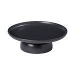 Seed Grey footed plate with wide round base and smooth matte finish in dark stoneware