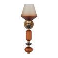 Right side profile highlighting gold ribbed accents and textured amber glass under frosted shade