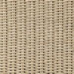 Close-up detail of beige woven synthetic wicker material of Blaire chair