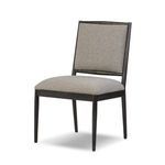 Three-quarter angle view showing tapered legs and gently angled backrest of Glenview Dining Chair