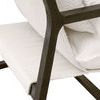 Close-up on bottom corner showing fabric texture and oak leg craftsmanship