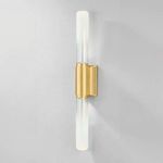 Colrain Wall Sconce with upward light glow shown from side angle highlighting glass shade opacity