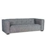 Eli sofa with grey textured fabric and button tufting seating up to four with wide armrests