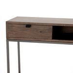 Long shot showing overall shape with open center cubby and matching timber grain