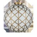 Polyhedron Pendant with brighter white glass panes and more prominent brass framing in isolated setting